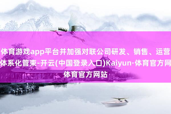 体育游戏app平台并加强对联公司研发、销售、运营的体系化管束-开云(中国登录入口)Kaiyun·体育官方网站