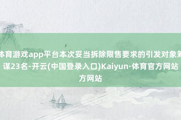 体育游戏app平台本次妥当拆除限售要求的引发对象筹谋23名-开云(中国登录入口)Kaiyun·体育官方网站