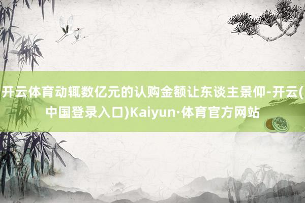 开云体育动辄数亿元的认购金额让东谈主景仰-开云(中国登录入口)Kaiyun·体育官方网站