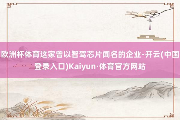 欧洲杯体育这家曾以智驾芯片闻名的企业-开云(中国登录入口)Kaiyun·体育官方网站