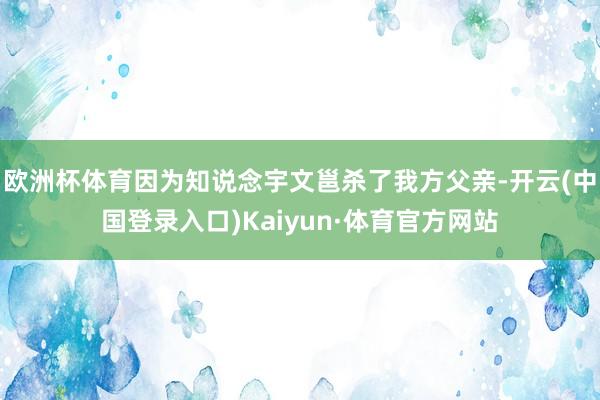 欧洲杯体育因为知说念宇文邕杀了我方父亲-开云(中国登录入口)Kaiyun·体育官方网站