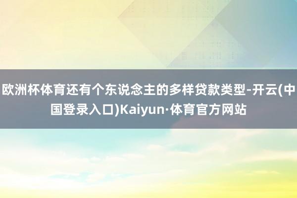 欧洲杯体育还有个东说念主的多样贷款类型-开云(中国登录入口)Kaiyun·体育官方网站